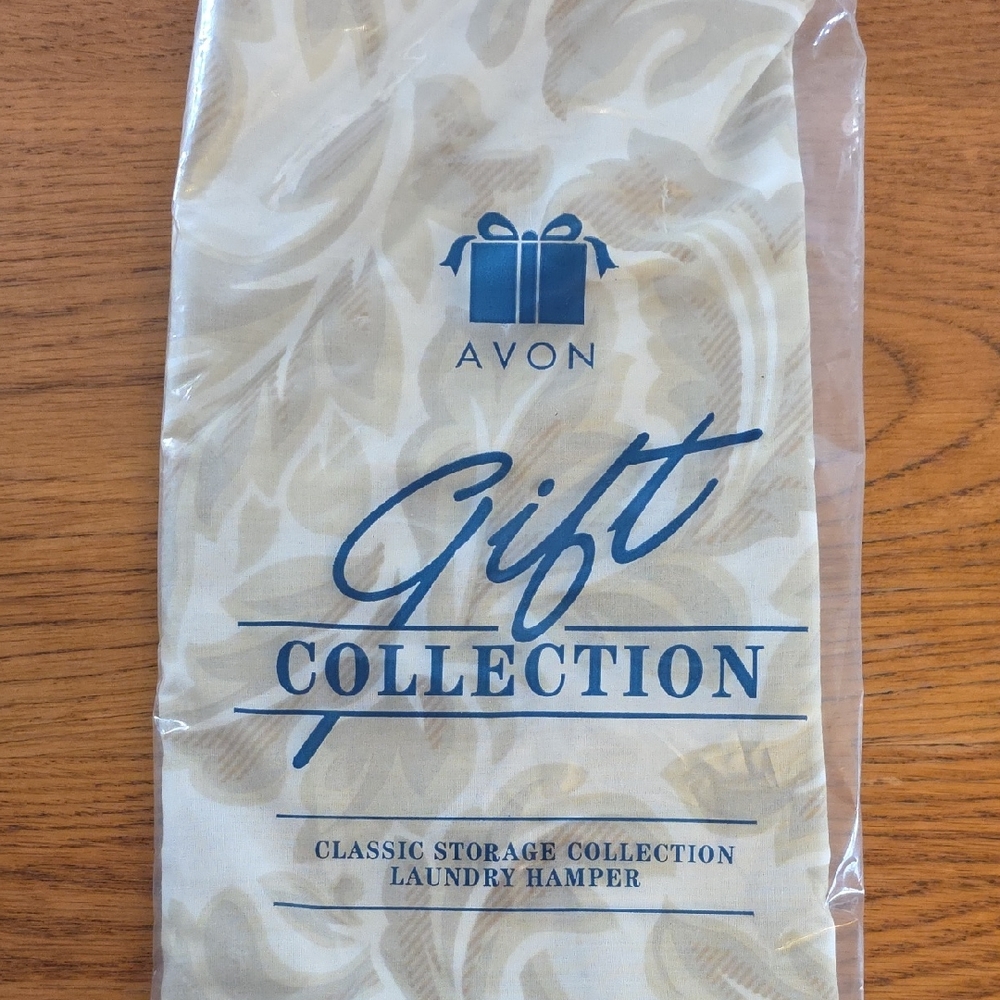 Avon Cream and Blue Gift Collection Laundry Hamper